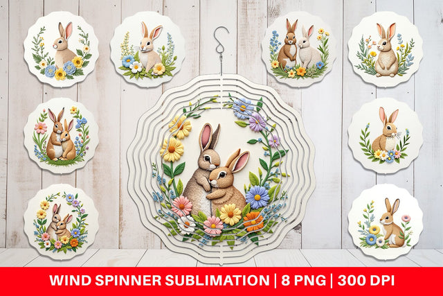 Wind Spinner Rabbit Embroidery Sublimation artnoy 