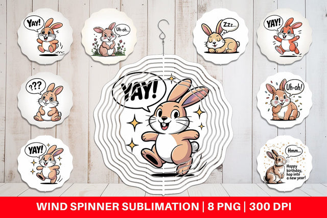 Wind Spinner Rabbit Mood Sublimation artnoy 