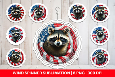 Wind Spinner Raccoon 4th of July Sublimation artnoy 