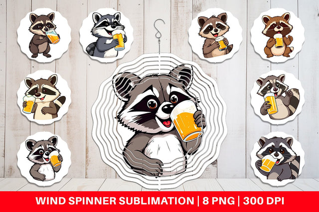 Wind Spinner Raccoon Beer Day Sublimation artnoy 