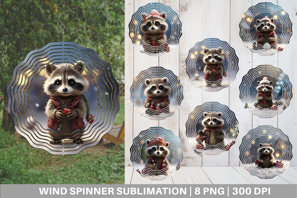 Wind Spinner Raccoon Christmas - So Fontsy