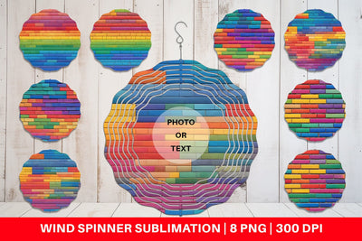 Wind Spinner Rainbow Brick Texture Sublimation artnoy 