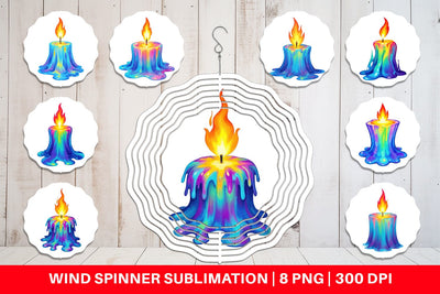 Wind Spinner Rainbow Fire Candle Sublimation artnoy 