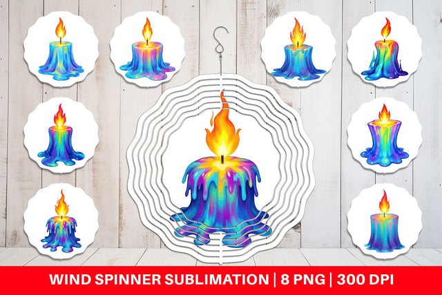 Wind Spinner Rainbow Fire Candle Sublimation artnoy 