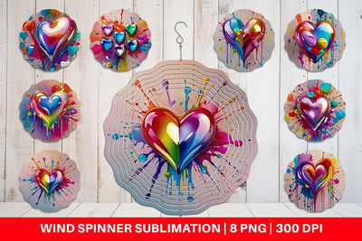 Wind Spinner Rainbow Hearts Sublimation artnoy 