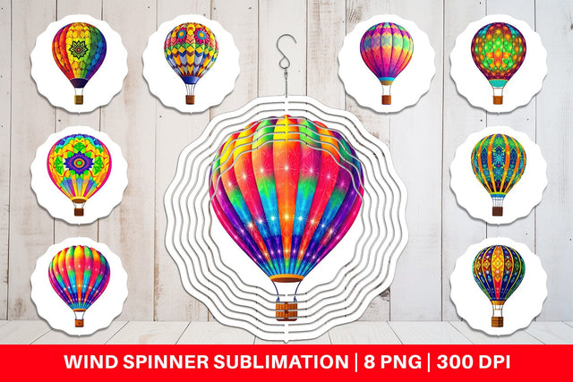 Wind Spinner Rainbow Hot Air Balloon Sublimation artnoy 