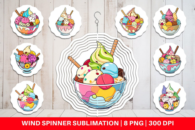 Wind Spinner Rainbow Ice Cream Sublimation artnoy 