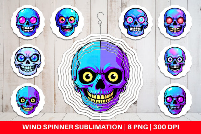 Wind Spinner Rainbow Skull Smirk Sublimation artnoy 