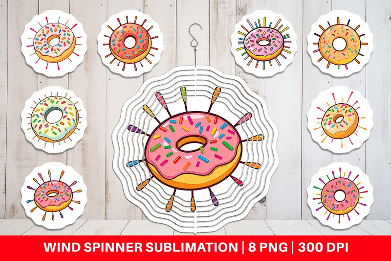 Wind Spinner Rainbow Sprinkle Donut Sublimation artnoy 
