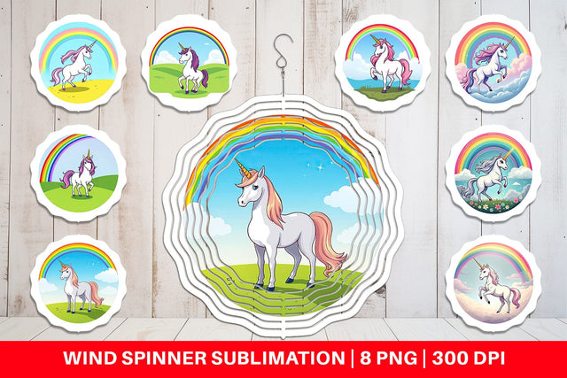 Wind Spinner Rainbow Unicorn Sublimation artnoy 