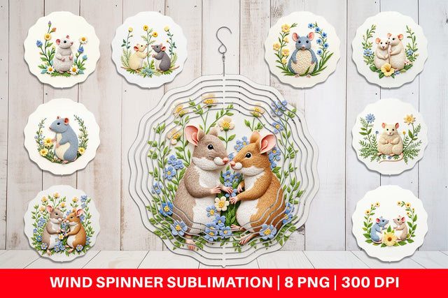 Wind Spinner Rat Embroidery Sublimation artnoy 