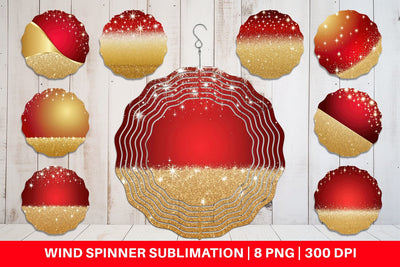 Wind Spinner Red and Gold Glitter Sublimation artnoy 