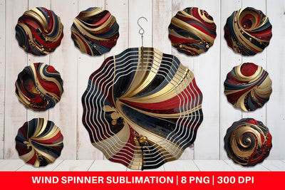 Wind Spinner Red and Gold Swirl Sublimation artnoy 