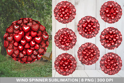 Wind Spinner Red Heart Background Sublimation artnoy 