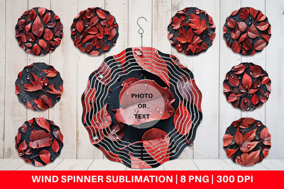 Wind Spinner Red Leaves Pattern Sublimation artnoy 