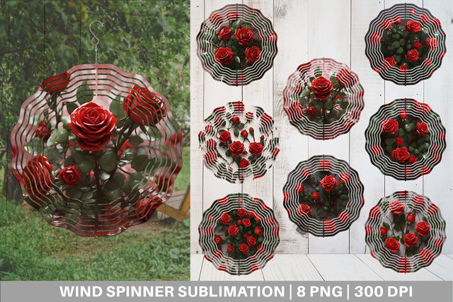 Wind Spinner Red Roses Valentine Sublimation artnoy 