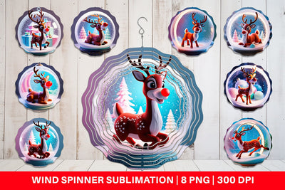Wind Spinner Reindeer Glass Ball Sublimation artnoy 