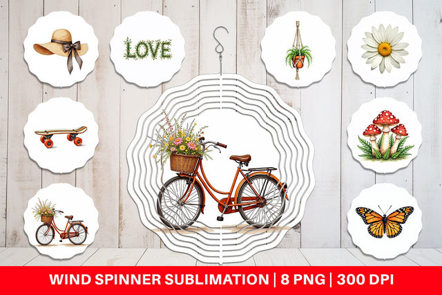 Wind Spinner Retro 70s Summer Boho Watercolor Sublimation artnoy 