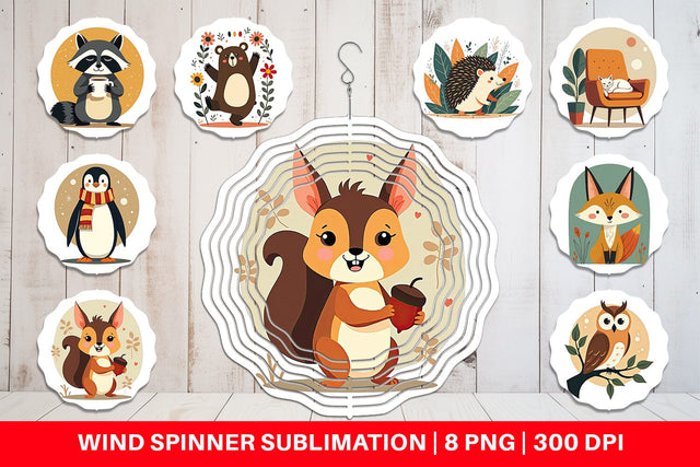Wind Spinner Retro Animal Charm Sublimation artnoy 