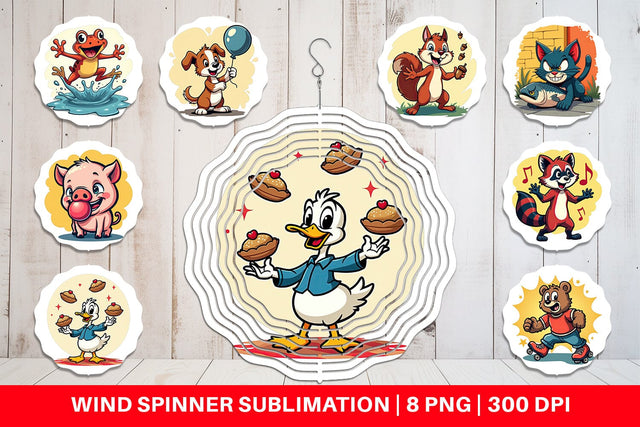 Wind Spinner Retro Animal Rascals Sublimation artnoy 