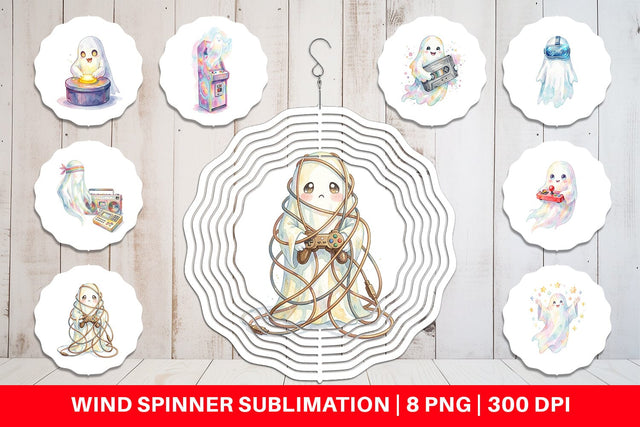 Wind Spinner Retro Arcade Gamer Ghost Sublimation artnoy 