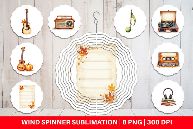 Wind Spinner Retro Autumn Music Sublimation artnoy 