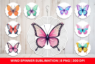 Wind Spinner Retro Butterflies Sublimation artnoy 