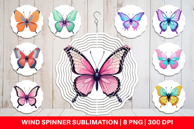 Wind Spinner Retro Butterflies Sublimation artnoy 