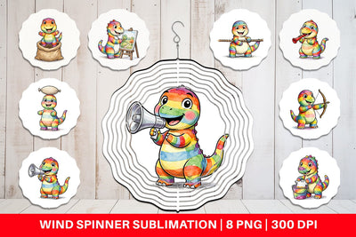 Wind Spinner Retro Camp Games Dino Ink Line Sublimation artnoy 