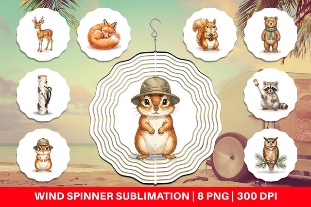 Wind Spinner Retro Forest Friend Watercolor Sublimation artnoy 