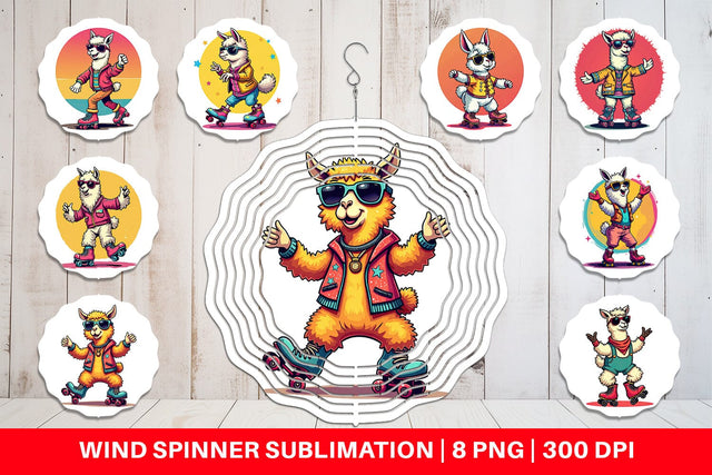 Wind Spinner Retro Funny Llama Sublimation artnoy 
