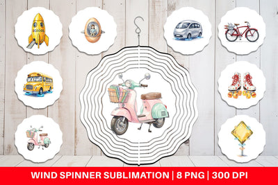 Wind Spinner Retro Hover School Transport Sublimation artnoy 