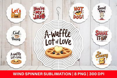 Wind Spinner Retro Kawaii Diner Delights Cute Food Quote Sublimation artnoy 