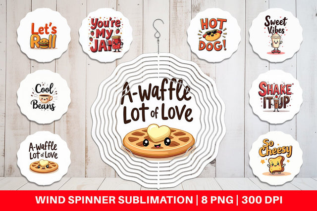 Wind Spinner Retro Kawaii Diner Delights Cute Food Quote Sublimation artnoy 