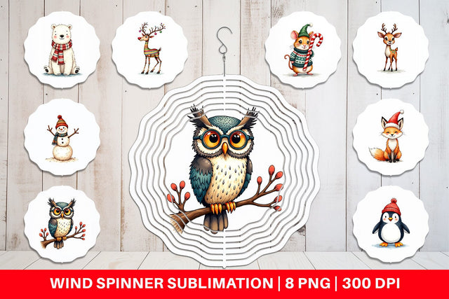 Wind Spinner Retro Reindeer Friends Sublimation artnoy 