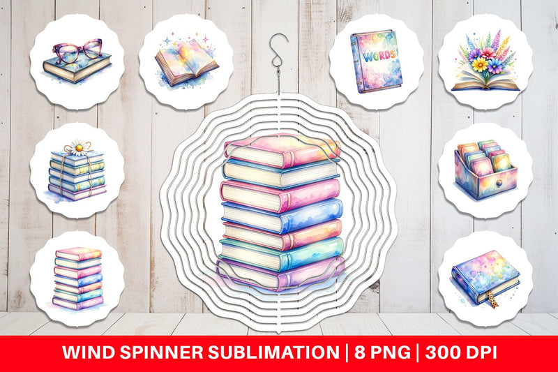Wind Spinner Retro Teacher Books Sublimation artnoy 