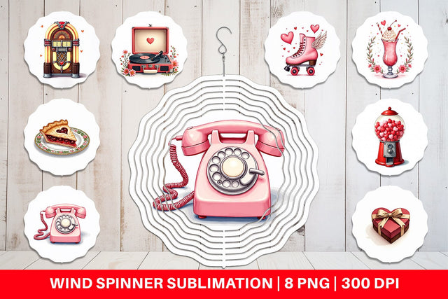 Wind Spinner Retro Valentine's Sweetheart Cafe Sublimation artnoy 