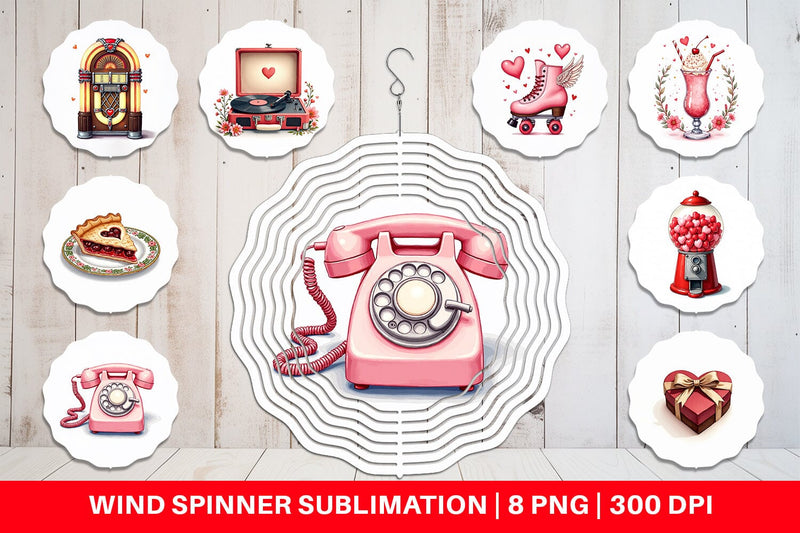 Wind Spinner Retro Valentine's Sweetheart Cafe Sublimation artnoy 