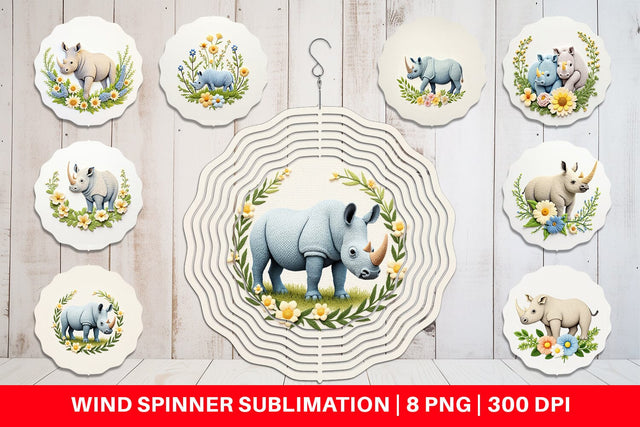 Wind Spinner Rhino Embroidery Sublimation artnoy 