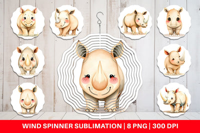 Wind Spinner Rhinoceros Wildlife Sublimation artnoy 