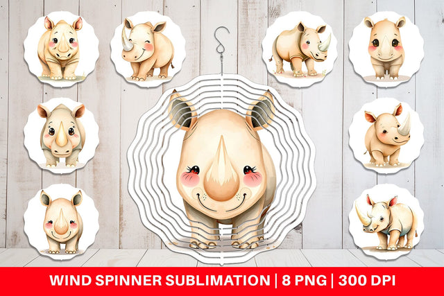 Wind Spinner Rhinoceros Wildlife Sublimation artnoy 