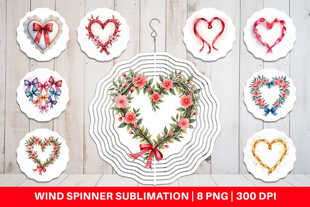 Wind Spinner Ribbon Heart Wreaths Sublimation artnoy 