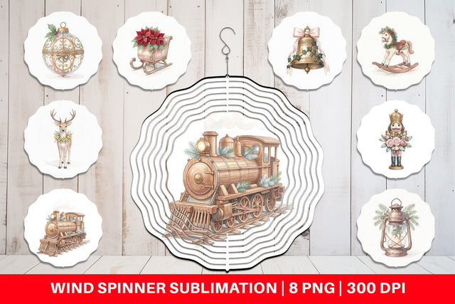 Wind Spinner Romantic Victorian Holiday Watercolor Sublimation artnoy 