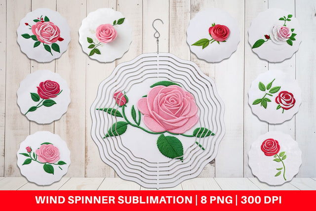 Wind Spinner Rose Embroidery Sublimation artnoy 
