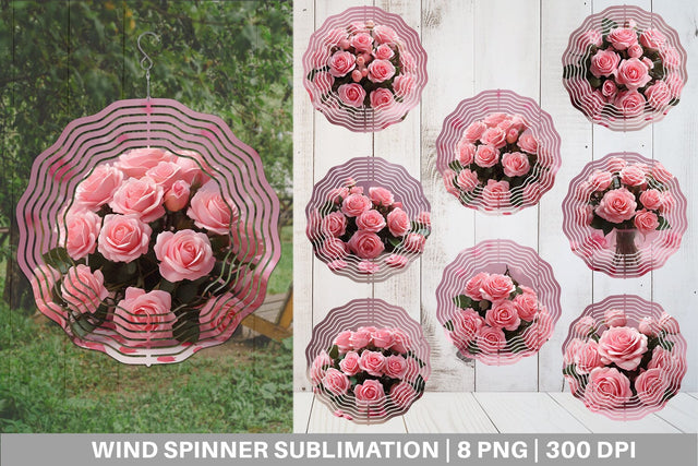 Wind Spinner Rose flower bouquet Sublimation artnoy 