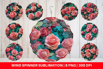 Wind Spinner Rose Flower Pattern Sublimation artnoy 