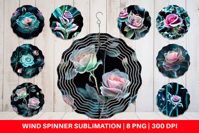 Wind Spinner Rose Glass Pattern Sublimation artnoy 
