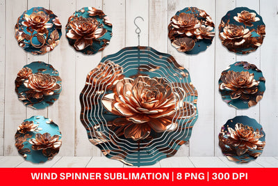 Wind Spinner Rose Gold Flowers Sublimation artnoy 