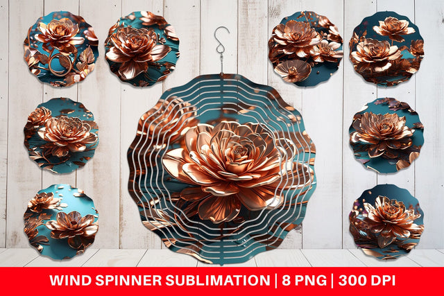 Wind Spinner Rose Gold Flowers Sublimation artnoy 