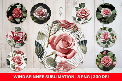 Wind Spinner Rose Pattern Sublimation artnoy 